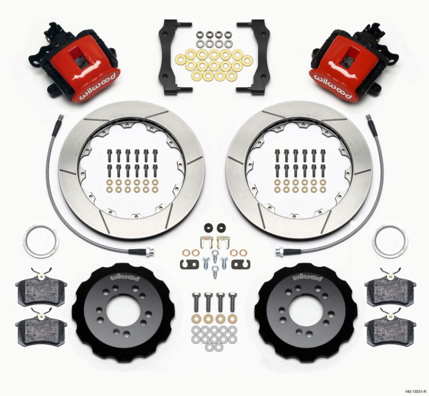 Wilwood 140-13031-R Combination Parking Brake Rear Kit 12.88in Red 2013-Up Ford Focus ST w/ Lines