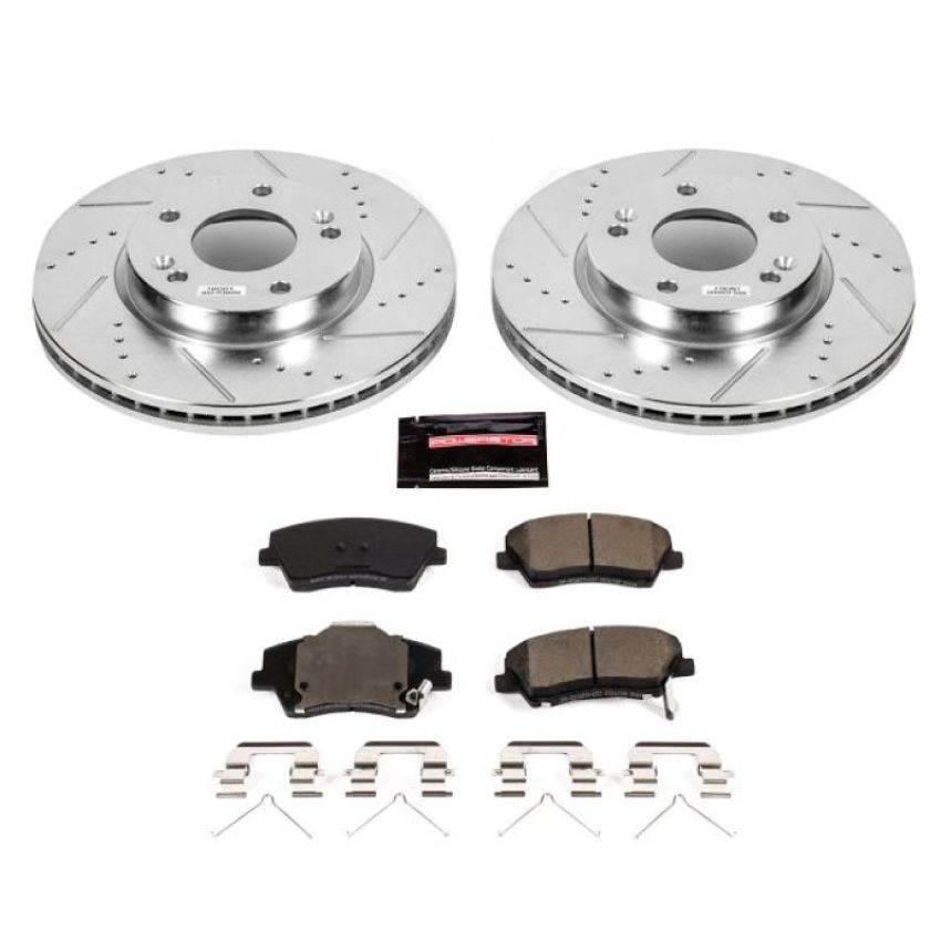 PowerStop K7370 Z23 Daily Driver Carbon-Fiber Ceramic Brake Pad and Drilled & Slotted Rotor Kit