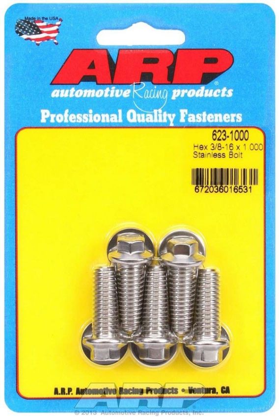 ARP ARP623-1000 S/S Bolt Kit - 6pt. (5) 3/8-16 x 1.000