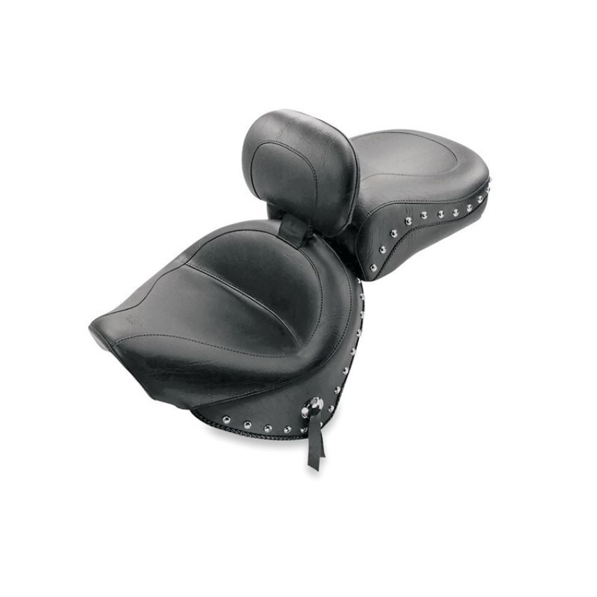 Mustang Motorcycle 79240 Mustang 00-11 Yamaha V-Star 1100 Classic,02-11 V-Star 1100 Silverado Touring 2PC Seat w/Studs- Black