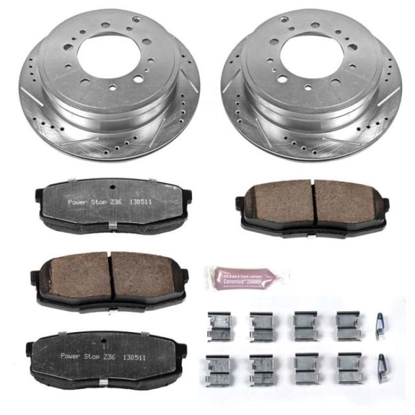 PowerStop K3073-36 Z36 Truck and SUV Carbon-Fiber Ceramic Brake Pad and Drilled & Slotted Rotor Kit