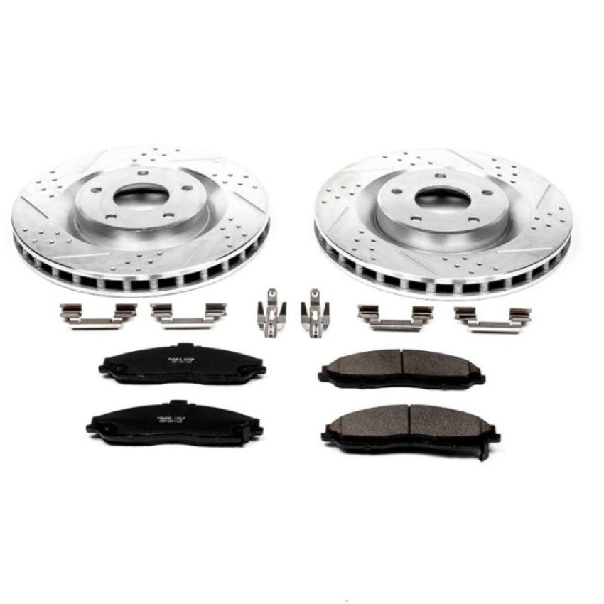 PowerStop K1417 Z23 Daily Driver Carbon-Fiber Ceramic Brake Pad and Drilled & Slotted Rotor Kit