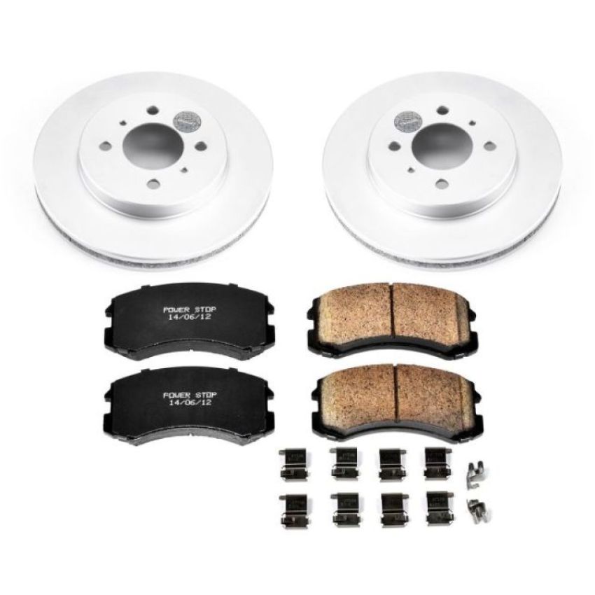PowerStop CRK1215 Genuine Geomet Coated Rotor and Low-Dust Ceramic Brake Pad Kit