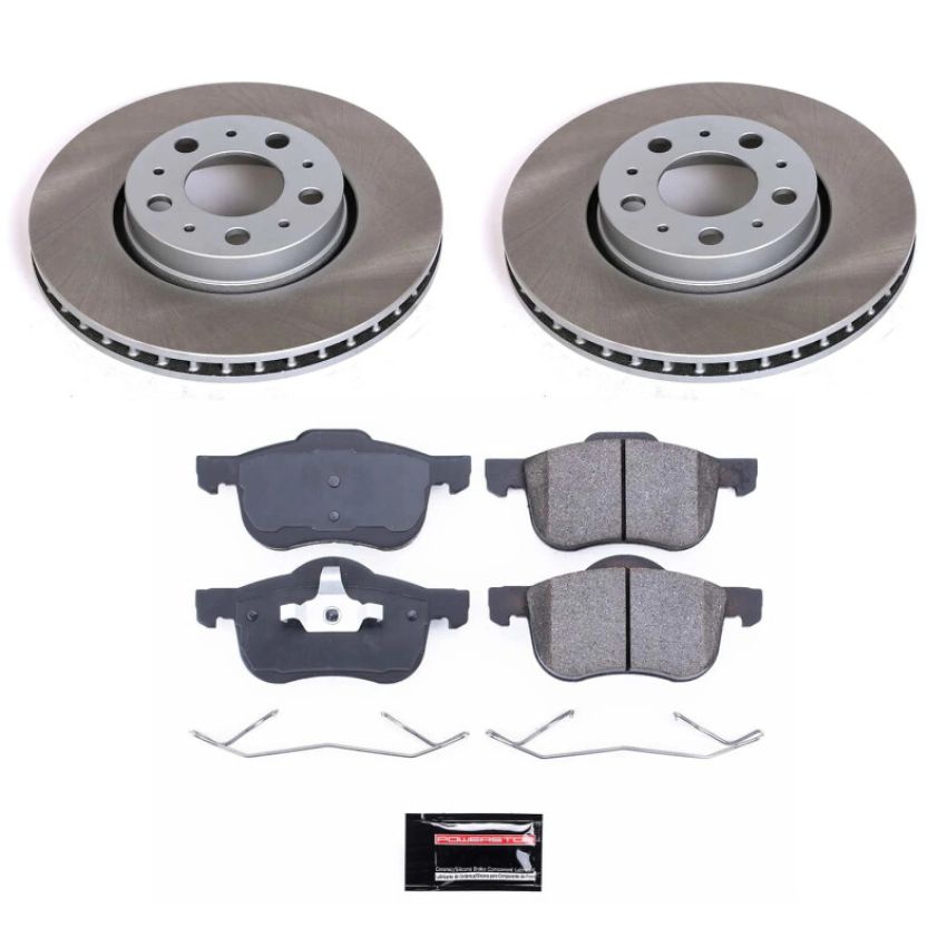 PowerStop SC3004 Semi-Coated Rotor and Low-Dust Ceramic Brake Pad Kit