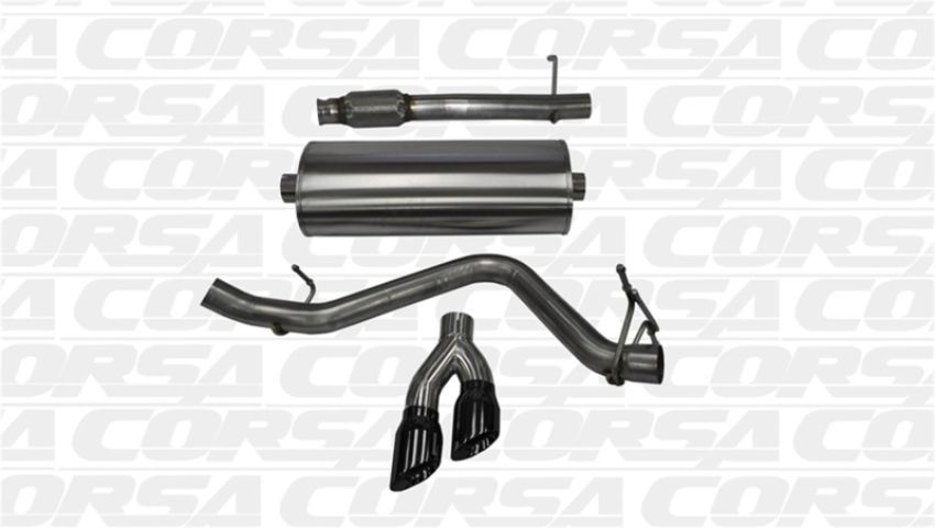 CORSA Performance 14872BLK Corsa 14-19 GMC Sierra/Chevy Silv 1500 Reg. Cab/Long Bed 5.3L V8 Black Sport Single Side CB Exhaust