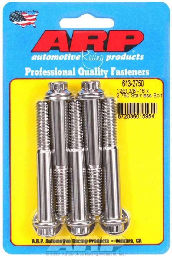 ARP ARP613-2750 S/S Bolt Kit - 12pt. (5) 3/8-16 x 2.750