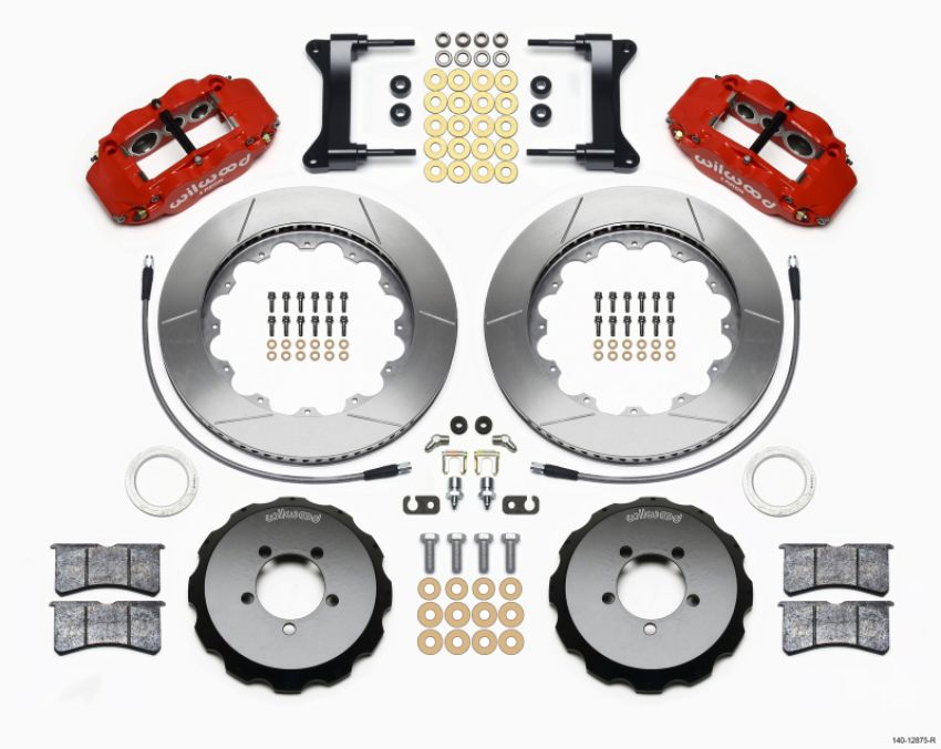 Wilwood 140-12875-R Narrow Superlite 6R Front Hat Kit 14.00in Red 1999-2012 Subaru WRX w/Lines
