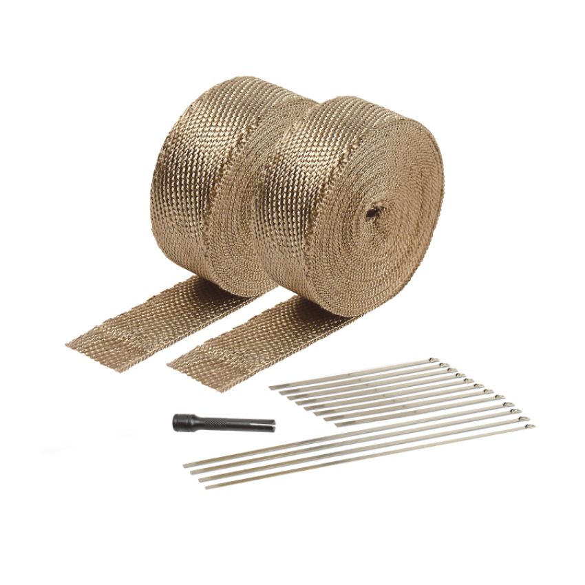 Design Engineering 10095 Exhaust Wrap Kit Titanium Tan 2in x 50ft with Ties and Tool