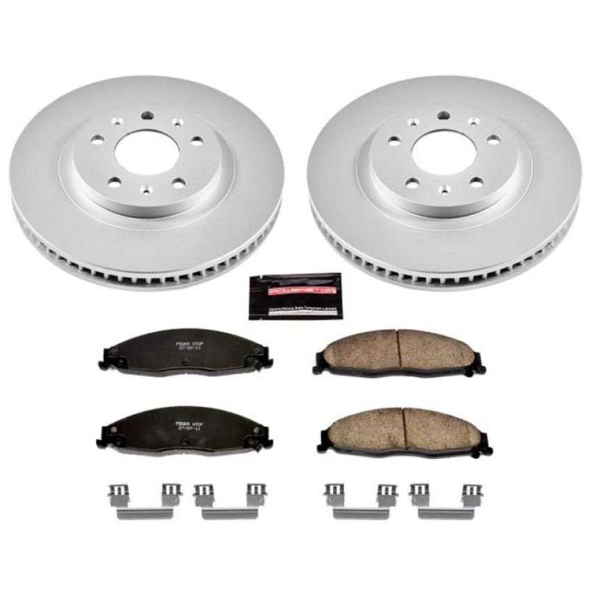 PowerStop CRK1419 Genuine Geomet Coated Rotor and Low-Dust Ceramic Brake Pad Kit