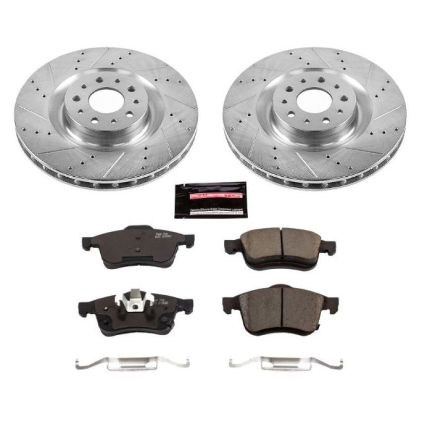 PowerStop K6840 Z23 Daily Driver Carbon-Fiber Ceramic Brake Pad and Drilled & Slotted Rotor Kit