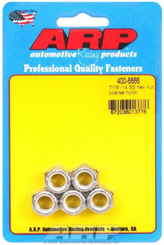 ARP ARP400-8666 S/S Hex Nyloc Nuts 7/16-14 (5)