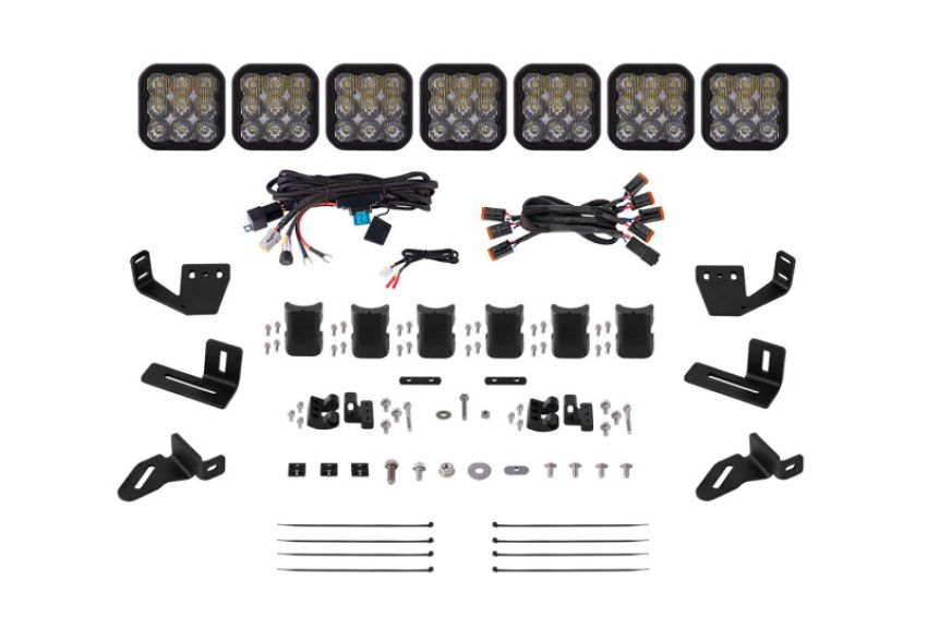 Diode Dynamics DD7830 Prinsu/Sherpa Roof Racks- SS5 7-Pod CrossLink Mounting Kit - Pro White Driving