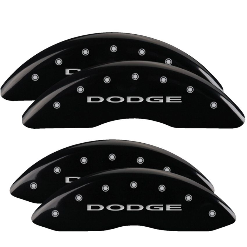 MGP 12124SDD4BK 4 Caliper Covers Engraved Front & Rear With out stripes/Dodge Black finish silver ch