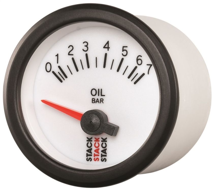 AutoMeter ST3251 Stack 52mm 0-7 Bar M10 Male Electric Oil Pressure Gauge - White