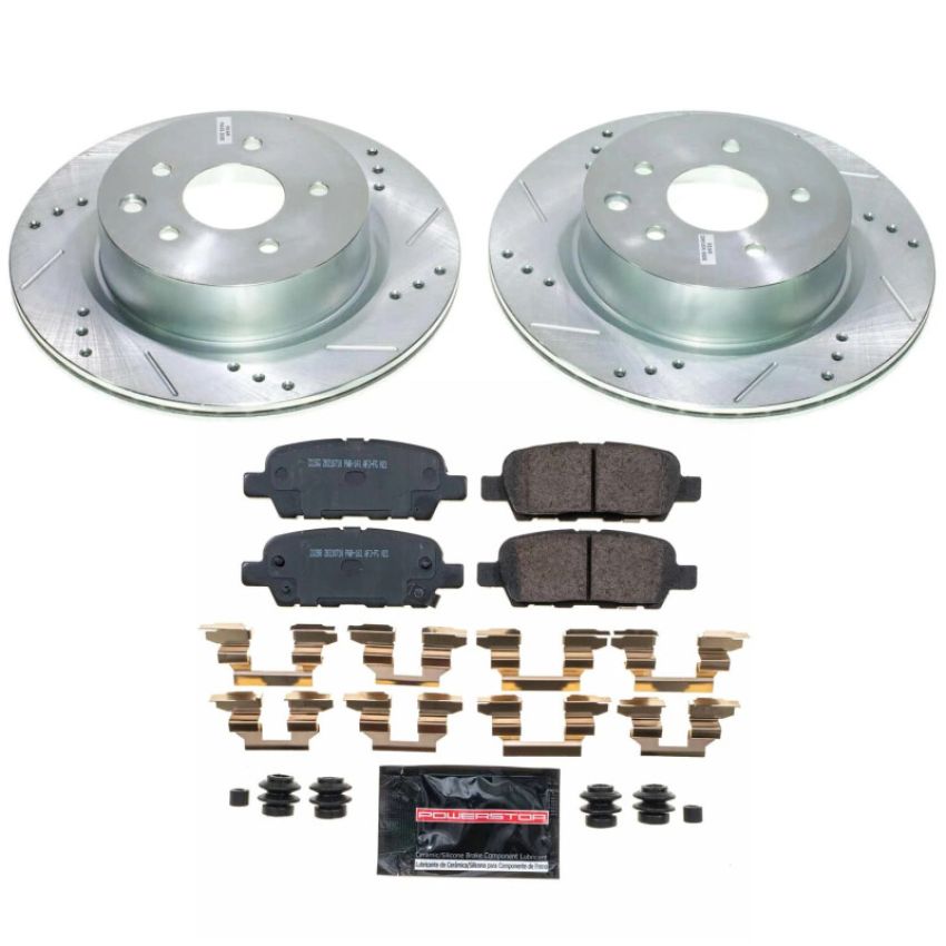 PowerStop K9064 Z23 Daily Driver Carbon-Fiber Ceramic Brake Pad and Drilled & Slotted Rotor Kit