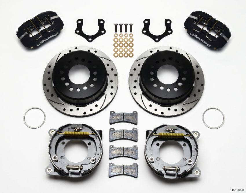 Wilwood 140-11395-D Dynapro Low-Profile 11.00in P-Brake Kit Drilled Mopar/Dana 2.36in Off w/Snap Ring Brng