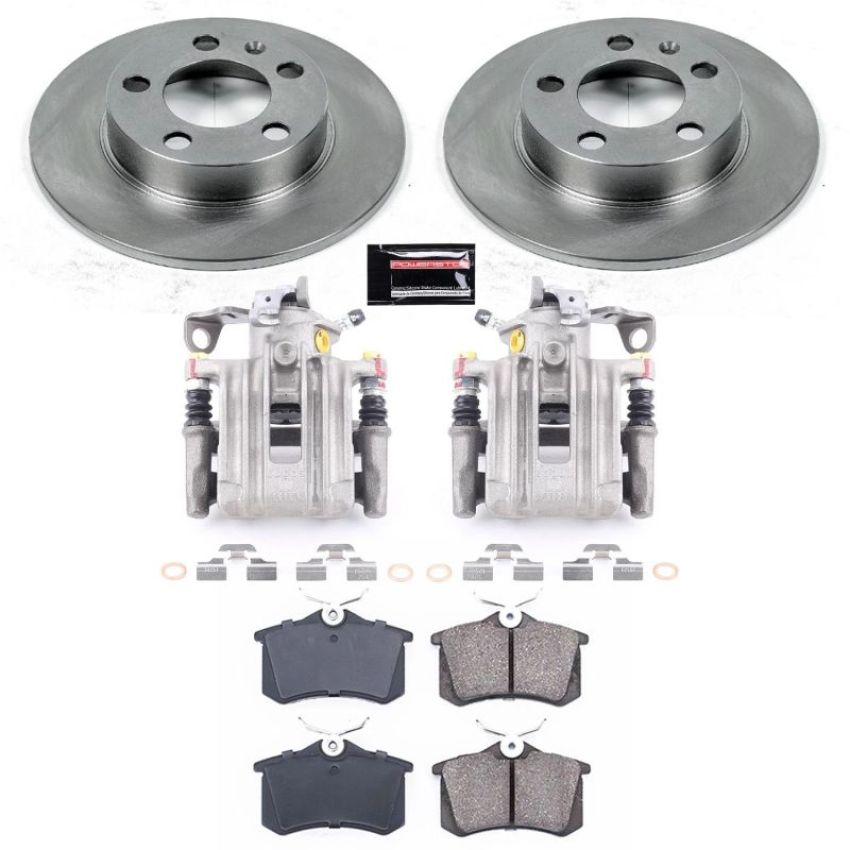 PowerStop KCOE847A OE Stock Replacement Low-Dust Ceramic Brake Pad, Rotor and Caliper Kit