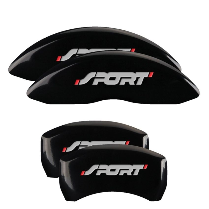 MGP 10229SSP1BK 4 Caliper Covers Engraved Front & Rear No bolts/Sport Black finish silver ch