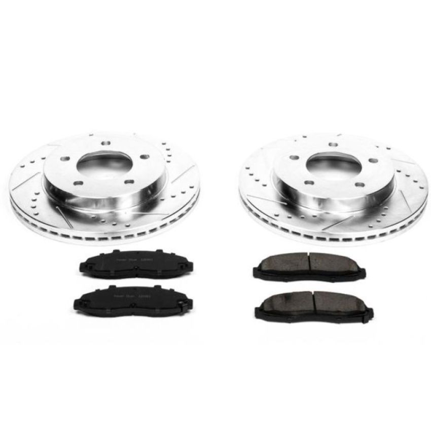 PowerStop K1866 Z23 Daily Driver Carbon-Fiber Ceramic Brake Pad and Drilled & Slotted Rotor Kit