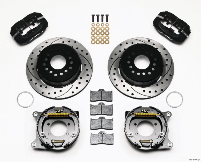 Wilwood 140-7146-D Forged Dynalite P/S Park Brake Kit Drilled Ford 8.8 w/2.5in Offset-5 Lug