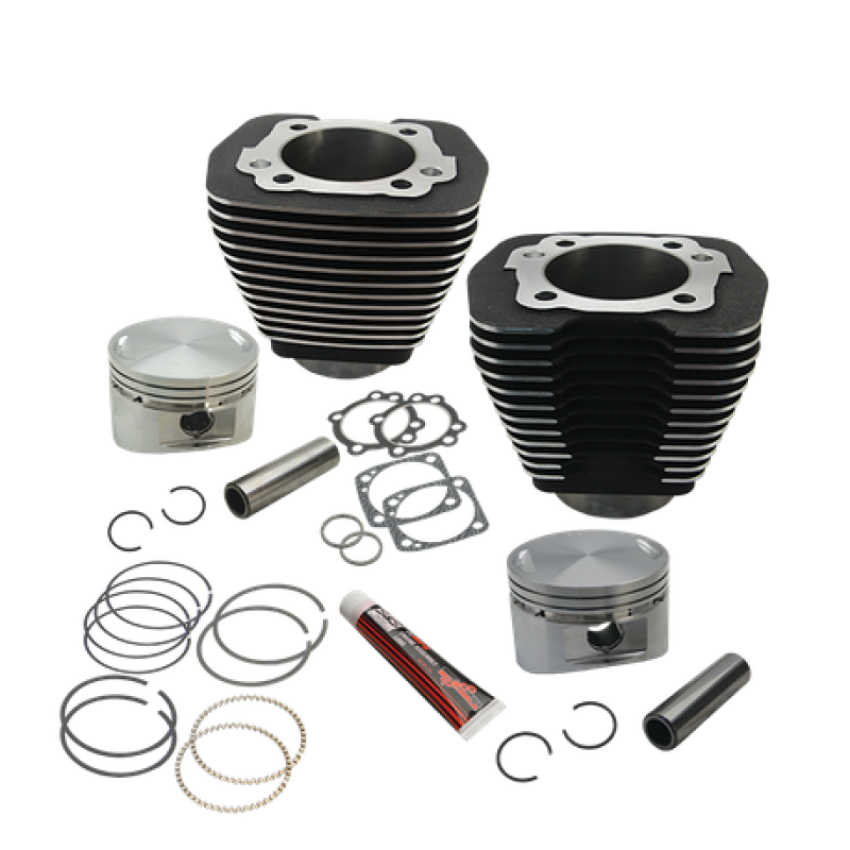 S&S Cycle 91-7502 84-99 BT w/ Stock Heads 88in 3 5/8in Big Bore Cylinder & Piston Kit - Wrinkle Black