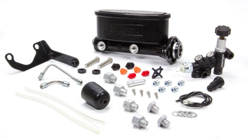 Wilwood 261-13269-BK HV Tandem M/C Kit w L/H Bracket & Prop Valve - 1in Bore Black
