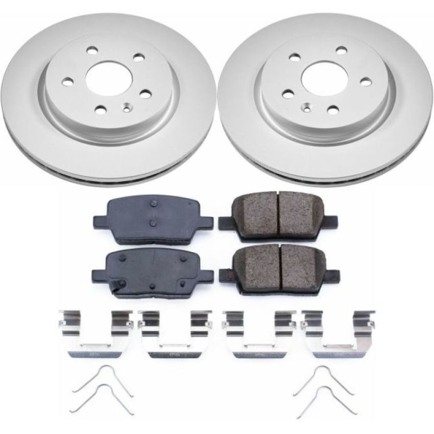 PowerStop CRK7289 Genuine Geomet Coated Rotor and Low-Dust Ceramic Brake Pad Kit