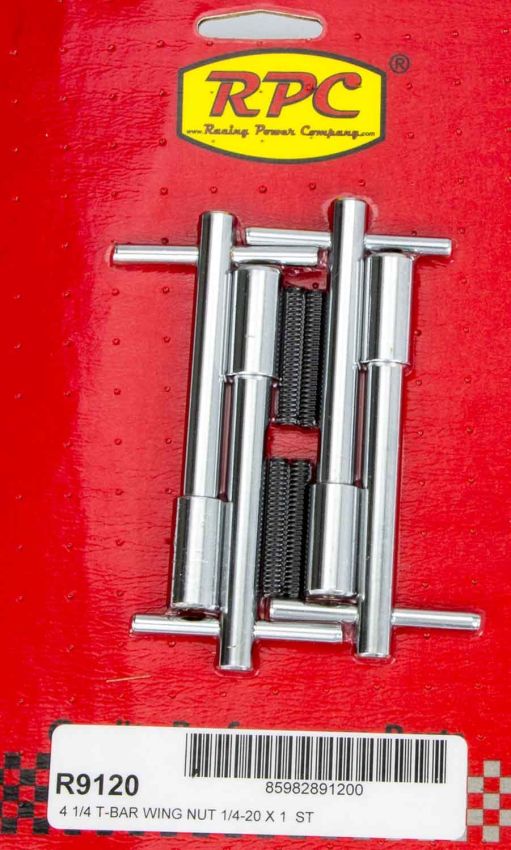 RACING POWER CO-PACKAGED RPCR9120 4-1/4in Chrome Wing Nuts 1 1/4in-20  4pk