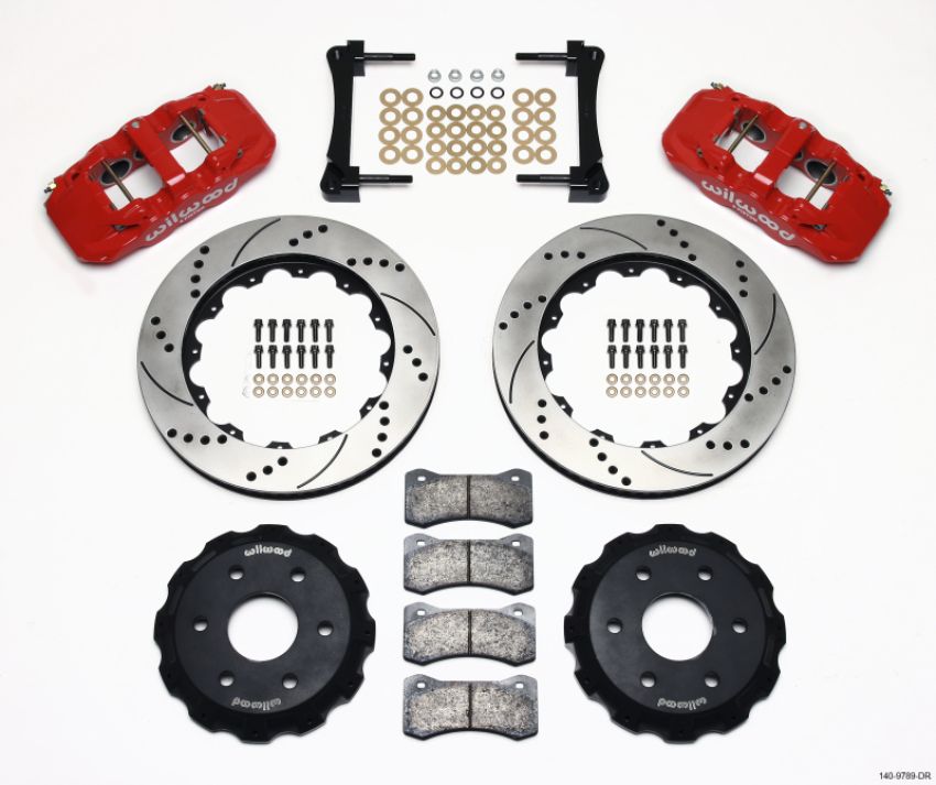 Wilwood 140-9789-DR AERO6 Front Truck Kit 14.25in Drill Red 1999-2014 GM Truck/SUV 1500