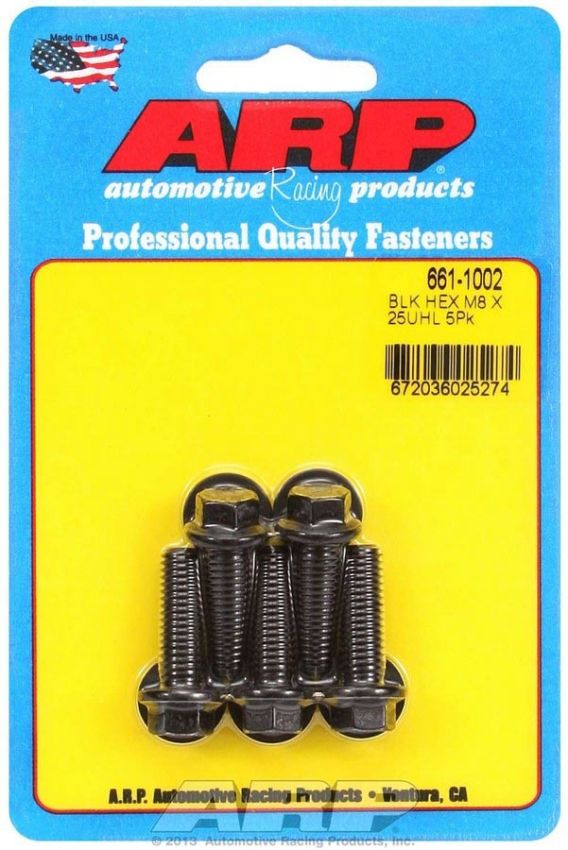 ARP 661-1002 M8 x 1.25 x 25 Black Oxide Hex Bolts (5/pkg)