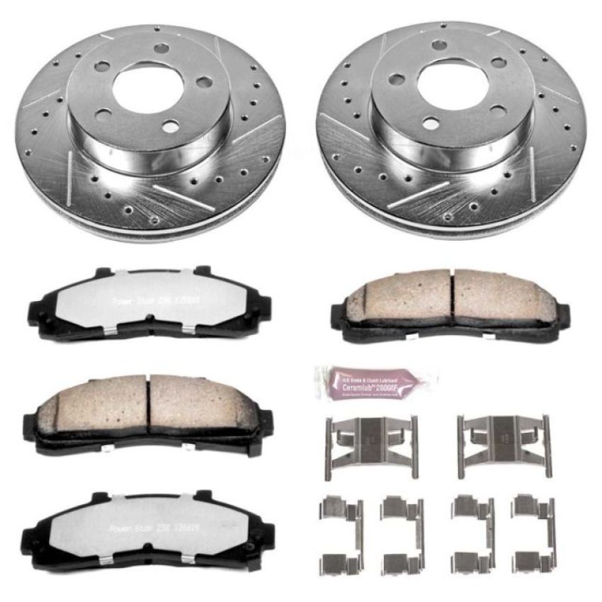 PowerStop K1860-36 Z36 Truck and SUV Carbon-Fiber Ceramic Brake Pad and Drilled & Slotted Rotor Kit