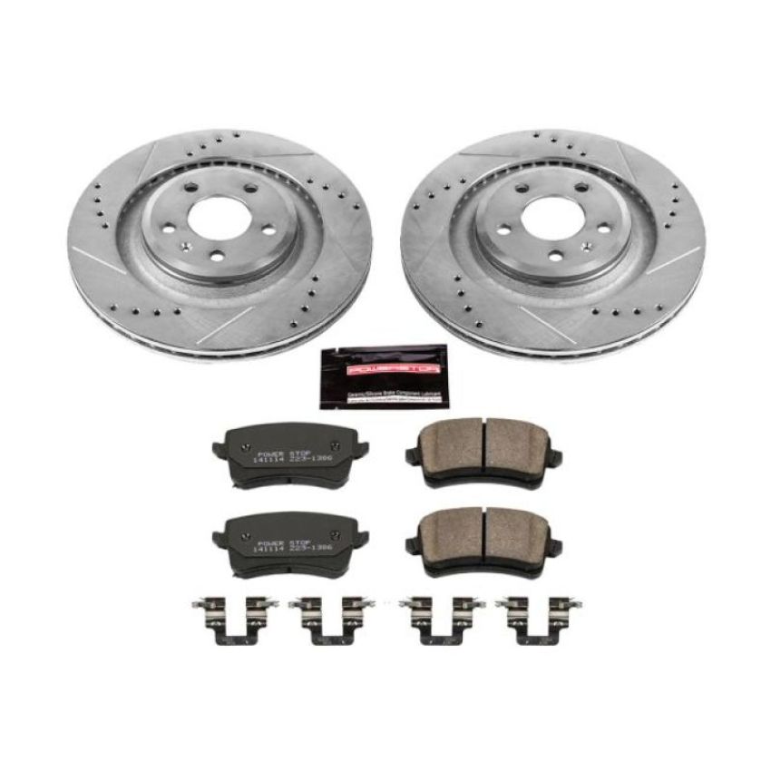 PowerStop K4746 Z23 Daily Driver Carbon-Fiber Ceramic Brake Pad and Drilled & Slotted Rotor Kit