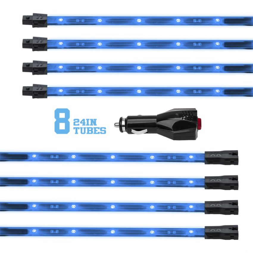 XKGLOW XK041002-AB XK Glow Tube Single Color Underglow LED Accent Light Car/Truck Kit Light Blue - 8x24In