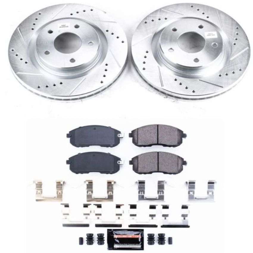 PowerStop K8327 Z23 Daily Driver Carbon-Fiber Ceramic Brake Pad and Drilled & Slotted Rotor Kit