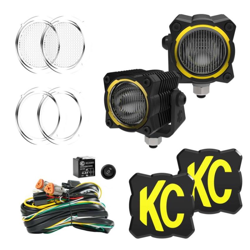 KC HiLiTES 265 KC FLEX ERA 1 LED 2-Light Master Kit with Wiring Harness and Spread Beam Pattern
