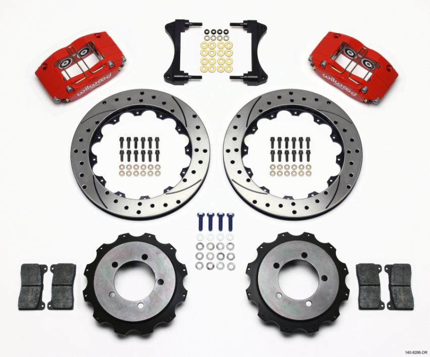 Wilwood 140-9286-DR Dynapro Radial Rear Kit 13.00in Drilled Red Mitsubishi EVO VIII