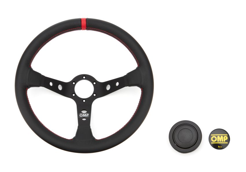 OMP RACING, INC. OMPOD0-1956-073 Corsica Steering Wheel Black and Red Leather