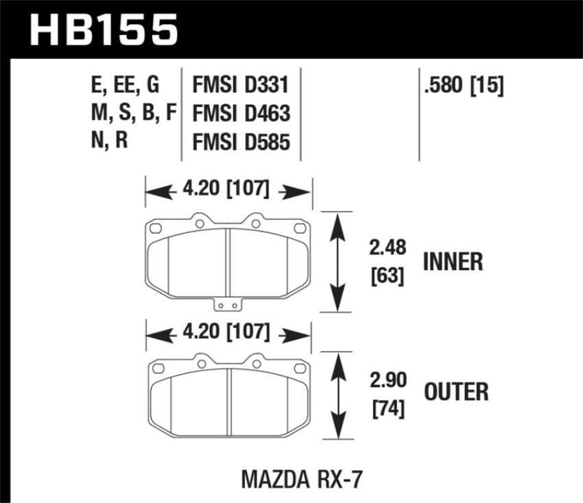 Hawk Performance HB155F.580 HPS Disc Brake Pad