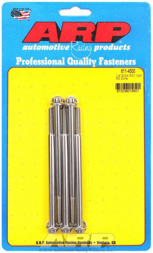 ARP ARP611-4500 S/S Bolt Kit - 12pt. (5) 1/4-20 x 4.500