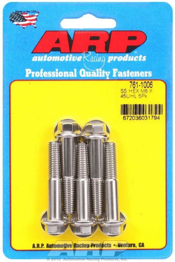 ARP ARP761-1006 Bolt Kit - SS 6pt 5pk 8mm x 1.25 x 45mm