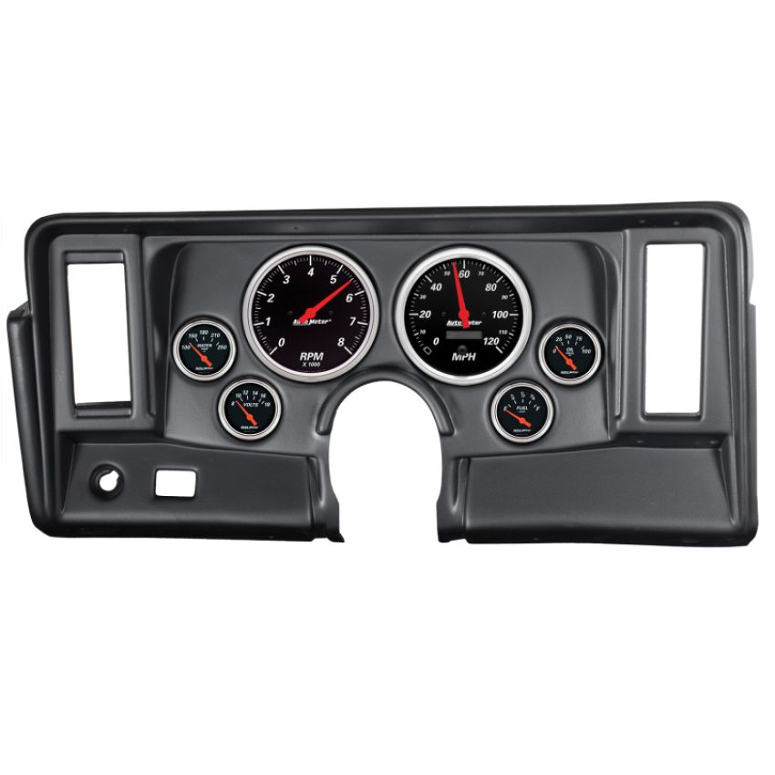 AutoMeter 7024-DB DIRECT FIT DASH KIT, NOVA 69-76, TACH/MPH/FUEL/OILP/WTMP/VOLT, DESIGNER BLACK