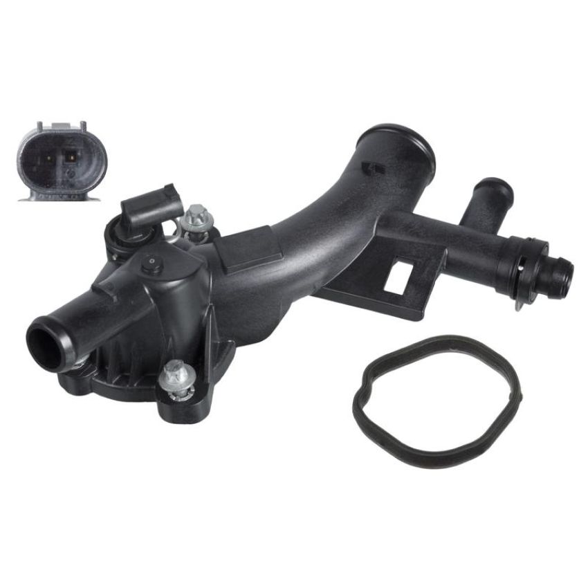 FEBI 103086 Coolant Flange with coolant temperature sensor and gasket