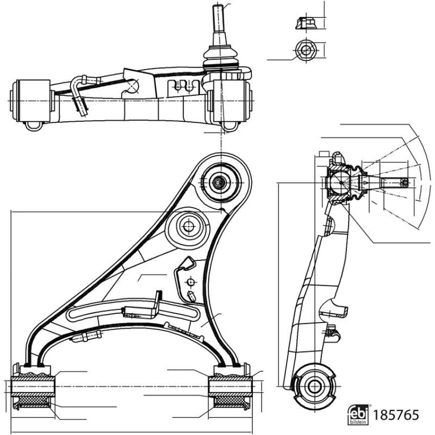 FEBI 185765 Control Arm with bushes, joint and lock nut