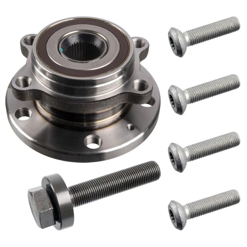 FEBI 27317 Wheel Bearing Kit with wheel hub, ABS sensor ring and fastening bolts