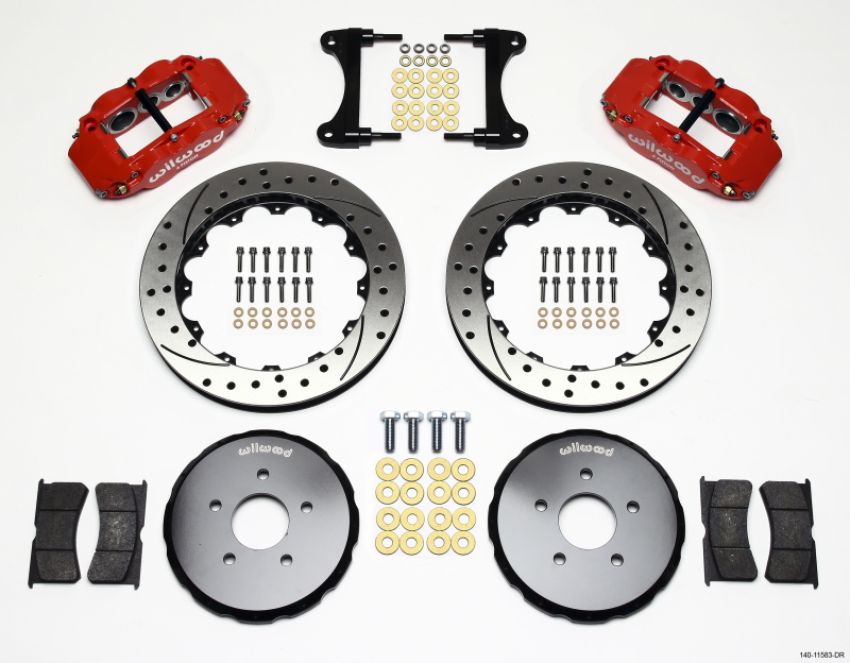 Wilwood 140-11583-DR Narrow Superlite 6R Front Hat Kit 13.06in Drill Red Nissan 370Z/Fiti G37