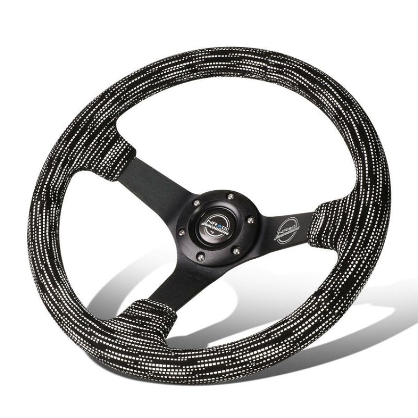 NRG RST-036MB-SA-H Reinforced Steering Wheel (350mm / 3in. Deep) Microfiber/Black Stitch w/5mm Matte Black Spokes