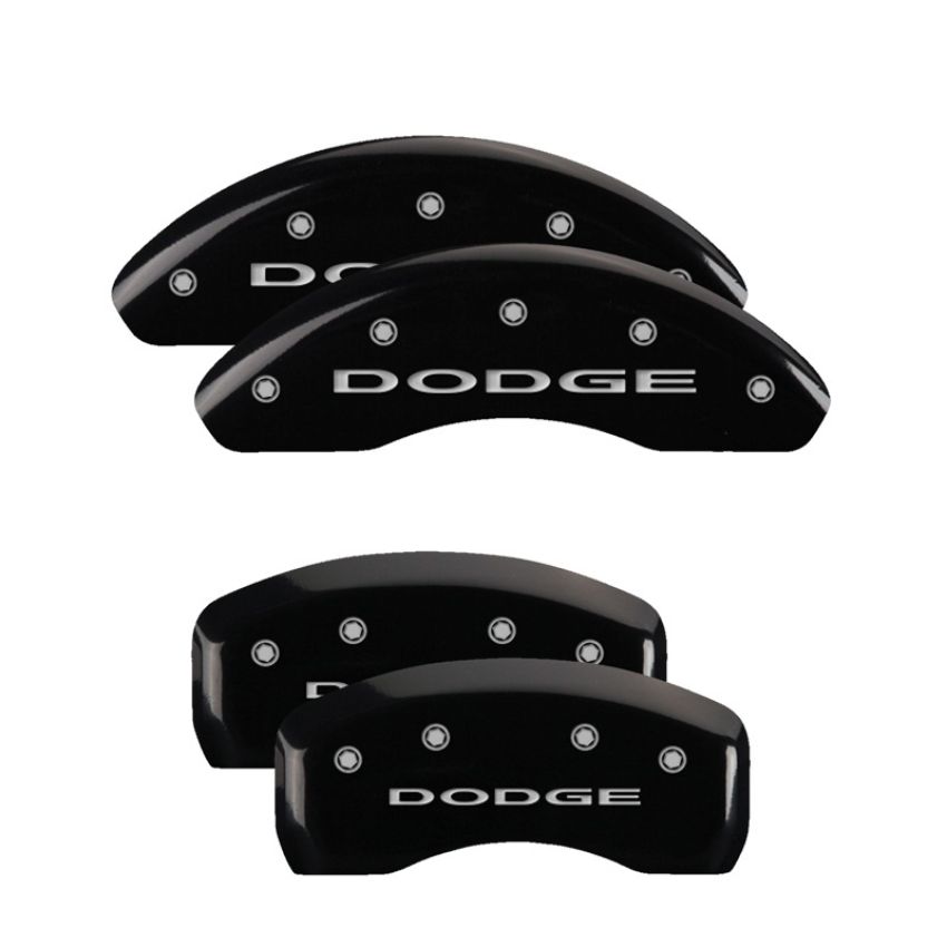 MGP 12198SDD4BK 4 Caliper Covers Engraved Front & Rear With out stripes/Dodge Black finish silver ch