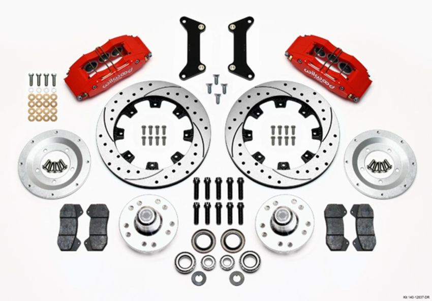 Wilwood 140-12837-DR Dynapro 6 Front Hub Kit 12.19in Drilled Red 79-87 GM G Body