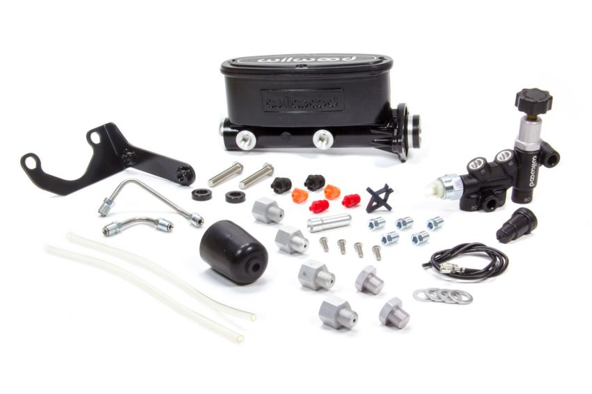 Wilwood 261-13270-BK HV Tandem M/C Kit w L/H Bracket & Prop Valve - 1 1/8in Bore Black