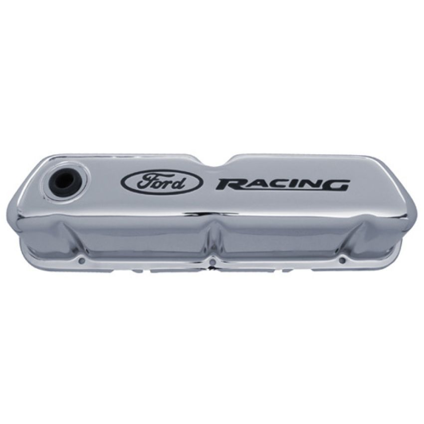 Ford Racing 302-071 Ford Racing Logo Stamped Steel Valve Covers Chrome